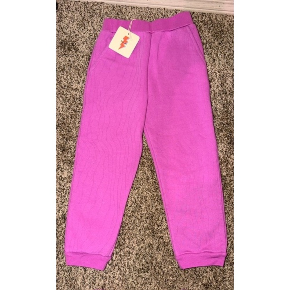 Bizzkiss Kids Organic Cotton Quilted Wavy Sweatpants Magenta Pink Size 6 NWT